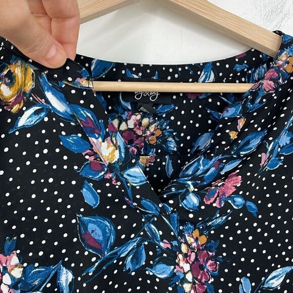 By & By Floral Polka Dot Peasant V Neck Career Top size 2X - Picture 5 of 13